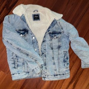 Mens denim fleece jacket size XL
